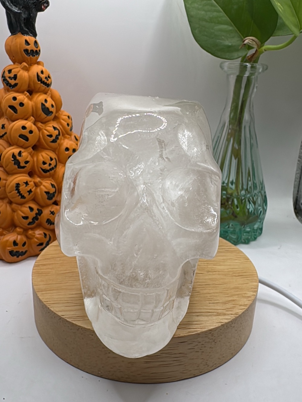 Clear quartz Crystal alien Skull Decorative